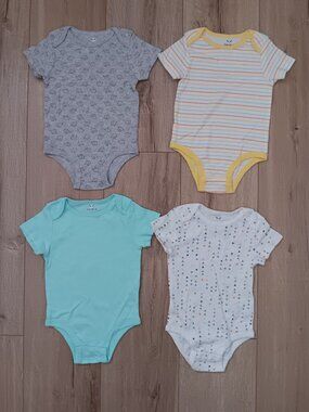🔥4 for $20🔥Rococo Infant Baby Bodysuits 4-Pack Set 18M Cotton Short Sleeve